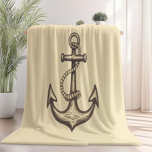 Kuscheldecke Flauschig Decke 100 X 130 cm Ozean Anker Seil Braun - Fleecedecke Warme Wolldecke Für Winter Weiche Leichte Decke Kuschelige Und Atmungsaktive Decken Für Bett Sofa Couch