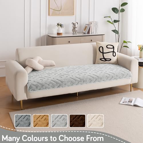 Image of HOKIPO 'Velvet Maze' Premium Anti Slip Sofa Cover Mats for L Shape and 1 /2 /3 Seater Sofa. Make Your Own Sofa Cover Set, 70(D) x 90(L) cm, Light Grey (AR-5904-LGRY)