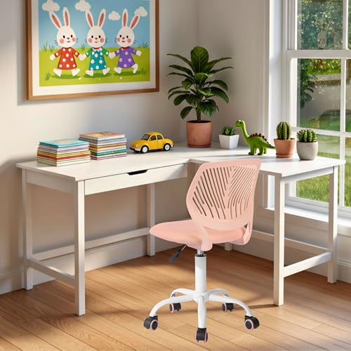 FurnitureR Silla infantil regulable en altura para escritorio, silla ergonómica con respaldo y reposabrazos, silla giratoria con 5 ruedas, para niños de 3 a 10 años, soporta hasta 100 kg