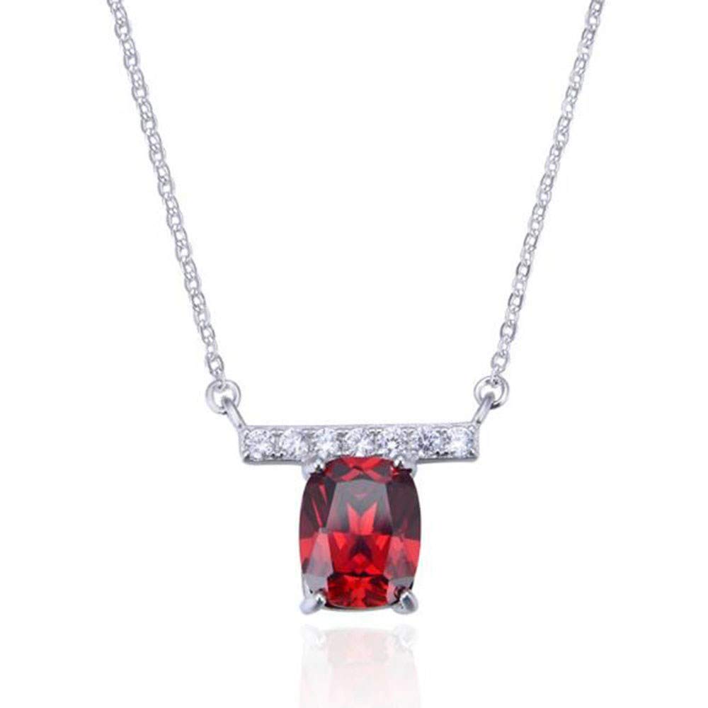 Collier femme CXBLRouge cristal argent sterling diamant pour anniversaire