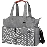 [Vinebeautiful] おむつバッグ トートバッグ、大容量 多機能 防水 旅行マザーズ メッセンジャー おしゃぶりホルダー付き 男女兼用 (B) [並行輸入品]