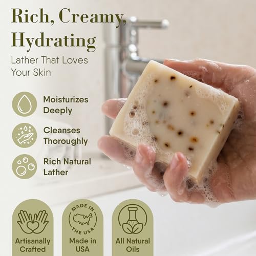 Image of 360Feel Handmade Castile Soap - Lavender Patchouli, 5 oz, 4-Pack | Handmade with Essential Oils for Soothing Scent - Suitable Gift for Anniversaries, Weddings and Holiday Stockings