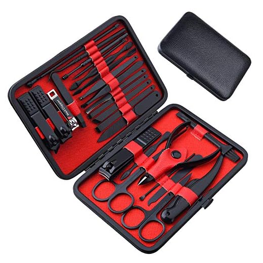 26 PCS Nail Clippers, ONEHERE Premium Manicure Set, Professional Grooming Gift Kit, Pedicure Kit, Facial, Hand, Foot, Cuticle Nail Care Tools, Fingernail Clippers with Luxurious Portable Travel Case