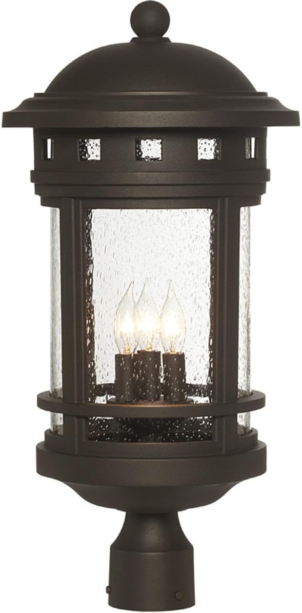 Designers Fountain 3-Light Sedona Outdoor Post Lantern, 23 Inch Exterior Lighting Fixture, Oil Rubbed Bronze, 2396-ORB