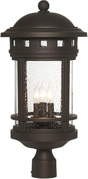 Designers Fountain 3-Light Sedona Outdoor Post Lantern, 23 Inch Exterior Lighting Fixture, Oil Rubbed Bronze, 2396-ORB