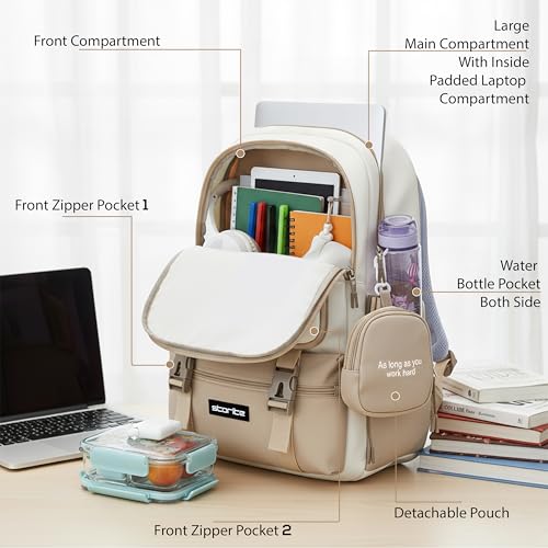 Image of Storite Laptop Bag for Women - 20L | College Laptop Bag with Small Zipper Pouch | Cute Stylish School Backpack | Large 18 Inch Travel Backpack for College & Daily Use