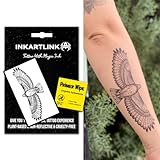 INKARTLINK Temporary Tattoos, Semi Permanent Tattoos Adult Art Designs Waterproof Temporary Tattoos Party Favors Tattoo Stickers Realistic, No Adhesive, Lasts 1-2 Weeks (Eagle With Wings Spread)