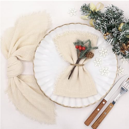 Servilletas de tela beige 43 x 43 cm, pack múltiple miniatura 5