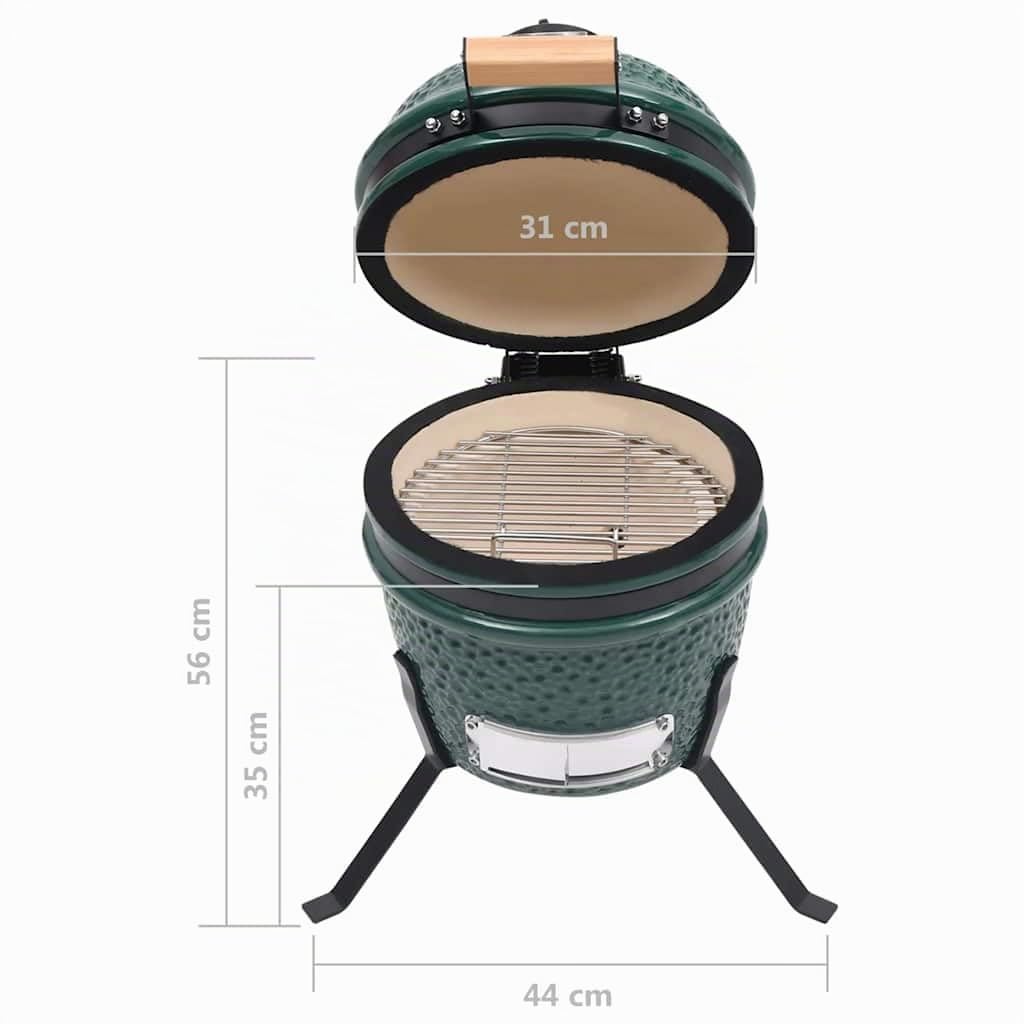 vidaXL Barbecue Affumicatore 2 in 1 Kamado in Ceramica 56 cm Verde
