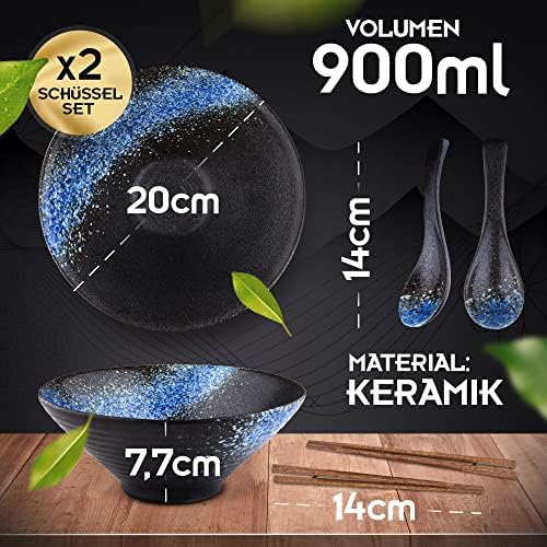 Perfectosan® Zestaw misek do Ramen Osaka Stardust model ceramiczna japońska miska do zupy pho ramenbowl japoński zestaw naczyń azjatycka zastawa stołowa miski do poke miski