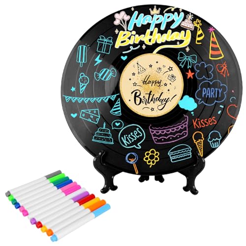 Libro Visitas Vinilo, 30x30cm Alternativa a Libro de Firmas Cumpleaños con Bolígrafo y Soporte Decoración de Cumpleaños Póster Recuerdo Fiesta para Niño y Niña (Estilo 2)