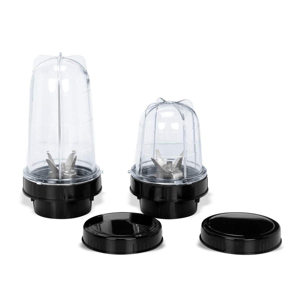 MasterClass SanyoDeluxe Bullet Jar for Mixer Grinder Set of 2 (530 ML & 350 ML) ABS Plastic, Black
