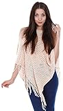 Simplicity New Women Winter Fringed Poncho Cape Sweater Shawl Wrap, Beige