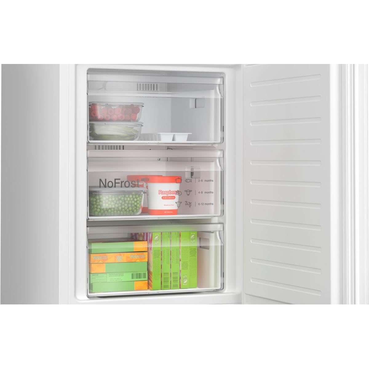 Bosch Serie 4 Kühl-Gefrier-Kombination 203 x 60 cm NoFrost KGN392WCF | VitaFresh XXL Frischesystem hält Obst und Gemüse länger knackig, LED-Beleuchtung, zwei getrennte Kühlkreisläufe, SuperKühlen