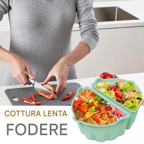 Forro de cocción lenta - 1 par de revestimientos divisores para hornillo de silicona | Gadgets de cocina, inserto divisorio reutilizable de silicona para ollas, lente para, bancos, reuniones - imagen 4