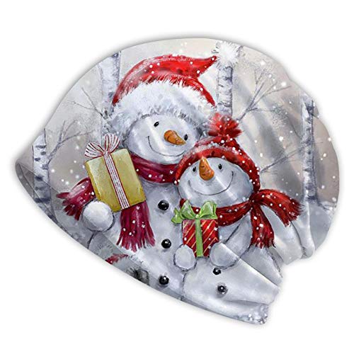 Snowmen and Dog Slouchy Beanie Hats Fashion Sleep Cap Nightcap Turban Scarf Chemo Cap for Men Women Bandanas for Sports Headwear