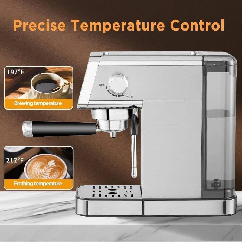 Image of coreKart‚Powerful 15 Bar Semi-Automatic Espresso Machine: Compact Stainless Steel Design with 40oz Water Tank - Makes Delicious Cappuccino & Espresso