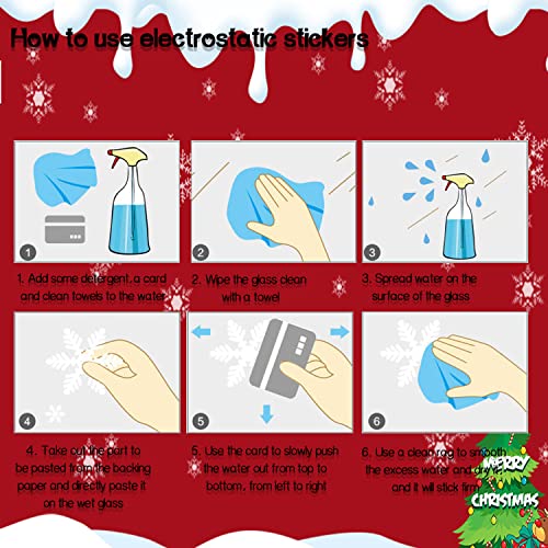 Bilnny Christmas Snowflake Window Decal Stickers For Glow In The Dark, Decorations Holiday Snowflake Santa Claus Reindeer Decals For Party, Perfect Gifts For Kids Bedding Room Qt1-2(2 Sheets) #TOP6