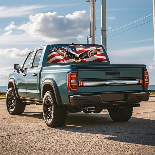 Image of Rear Window Decals for Trucks - 65x17.3 in Back Window Decals Fit Most Pickup Trucks SUV, Vinyl American Flag Back Window Decal Truck Rear Window Graphics for Personalized Decoration