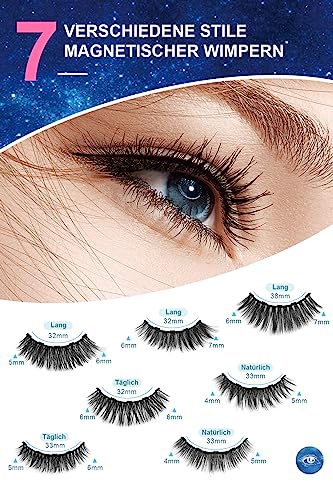 3. Bild von Aosun Magnetische Wimpern mit Eyeliner Kit, 7 Stile, 3D Magnetic Lash Extensions für Natürlich Look, Falsche Künstliche Wimpern Set, Wasserdicht, Ohne Kleber, Schwarz, Eye Make-up für Cat Eye & Hallow