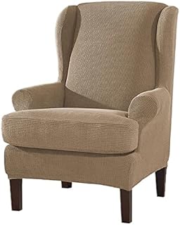 Konsilsa Wingback Chair Slipcover, 2 Piece Stretch Wingback Chair Covers Spandex Fabric Armchair Covers with Elastic Bottom Wingback Wingback Chair for Living Room Bedroom (Color : P, Size : 2-Piece)