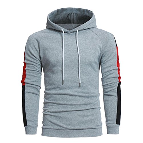 Hombres de Manga Larga Patchwork Sudadera con Capucha Informal Slim Ropa Deportiva Tops by Venmo (XL, Gris)