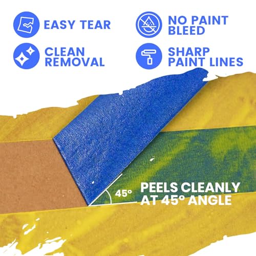Image of ADHES Blue Painters Tape with Dispenser, 0.94 Inch x 60 Yards x 6 Rolls