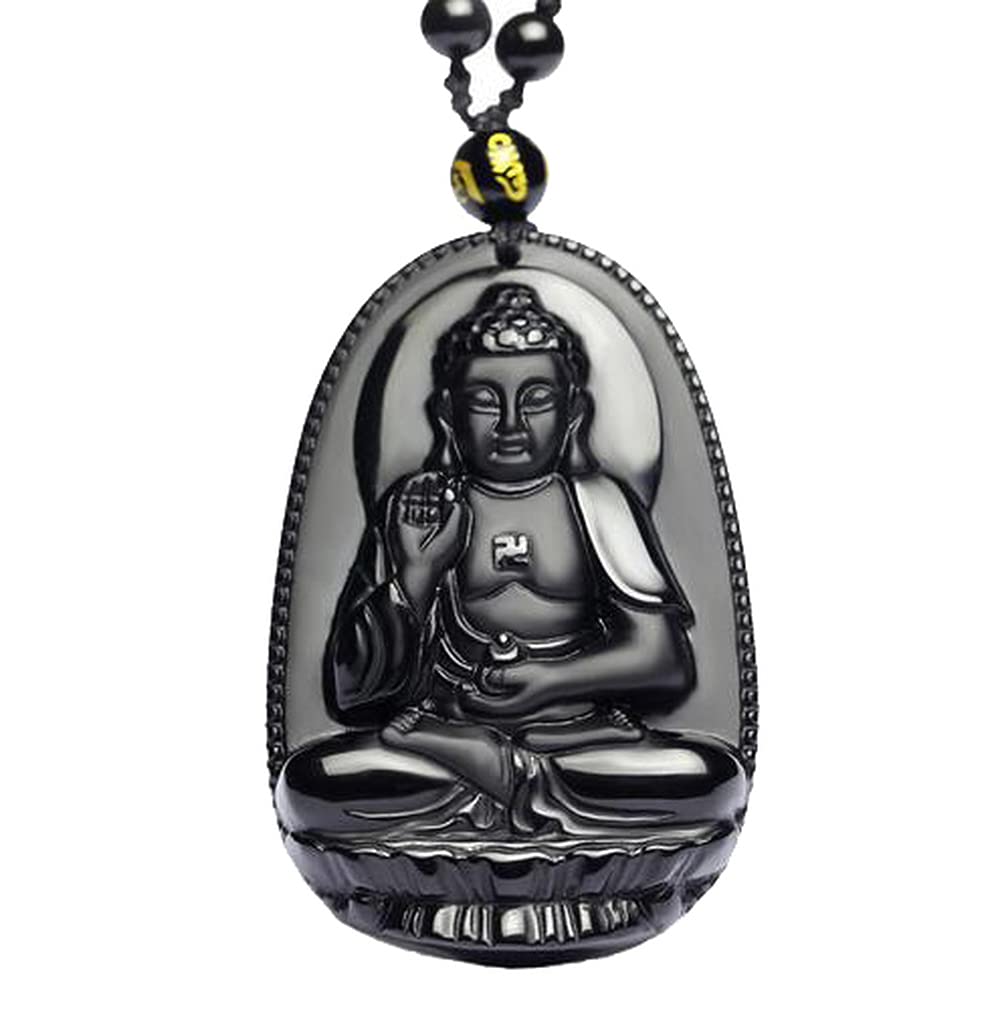 Collier Pendentif Bouddha Obsidienne Naturelle de qualité fine - 3