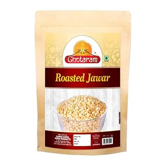 Ghotaram Roasted Diet Snacks Jowar Puffs Sorghum Puffs Pearl Jowar Oil-Free Roasted Namkeen Snack, Travel Friendly Snacks Suitable for Vegetarians Bachcho Ka Favourite Snack-250 * 1Pack