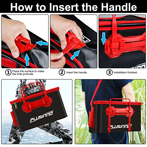 image for PLUSINNO Fishing Bucket, Foldable Fishing Bait Bucket, Multifunctional