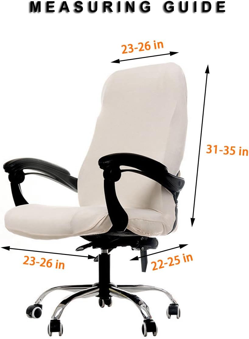 WOMACO Printed Office Chair Covers, Stretch Computer Universal Boss Modern Simplism Style High Back Chair Slipcover - White Flowers, X-Large