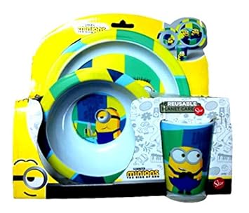 Kids Dinner Set, Exclusive Cartoon Design, Melamine Kids Set, 3-Pieces (1 x Plate, 1 x Bowl, 1 x Glass)