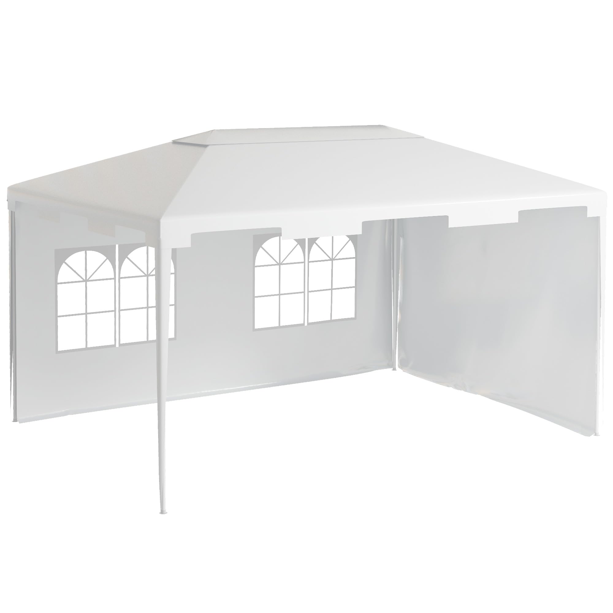 Outsunny Carpa de Jardín 4x3 m Cenador Desmontable Exterior Gazebo con 2 Paneles Laterales 2 Ventanas y Marco de Acero Anti-UV Impermeable para Terraza Patio Blanco