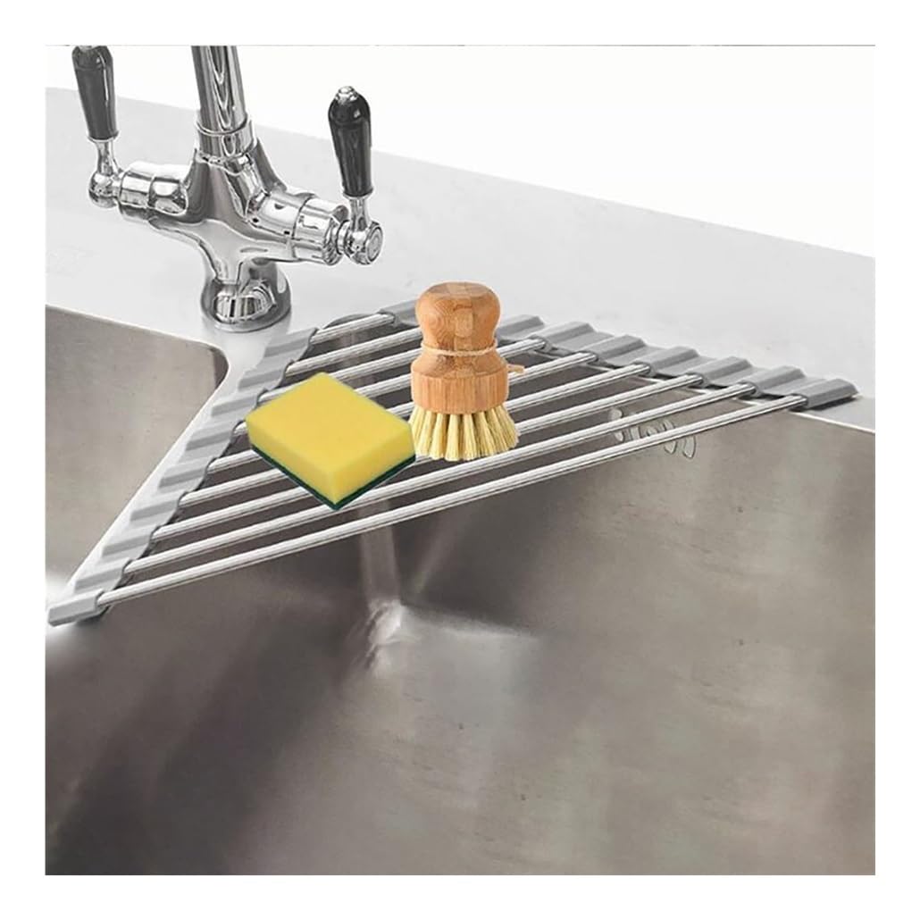2 4 6 8 juegos de escurridor triangular plegable para platos, soporte para esponjas para fregadero de cocina, multiusos, para colocar sobre el fregadero, acero inoxidable 304, escurridor antideslizan