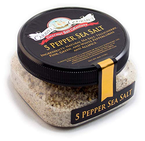 5 Pepper Sea Salt - All-Natural Sea Salt and Pepper Blend - No Gluten, No MSG, Non-GMO - Cooking and Finishing Salt - Stackable Jars (4 total oz.) (5 Pepper, Single Pack)