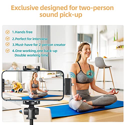 Dual Wireless Mini Lavalier Lapel Microphone For Iphone, Android- Cordless Double Mics Plug-Play And Pick-Up 2.4G Ultra-Low Delay Built-In Noise Reduction Chip For Video Recording Youtube Facebook #TOP3