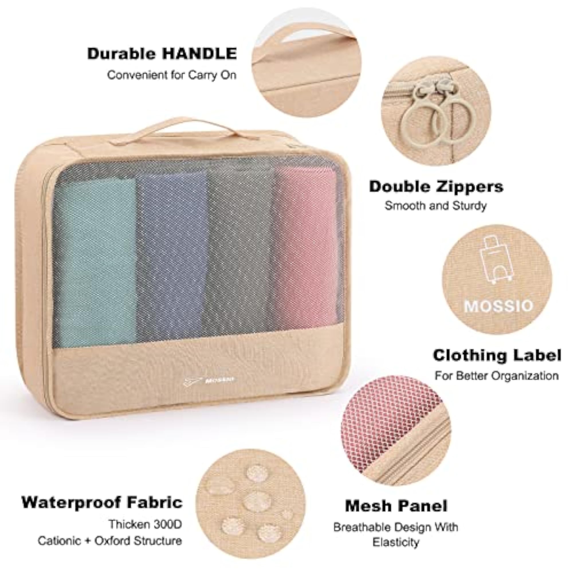 6 Set Packing Cubes with Shoe Bag, Travel Organizer