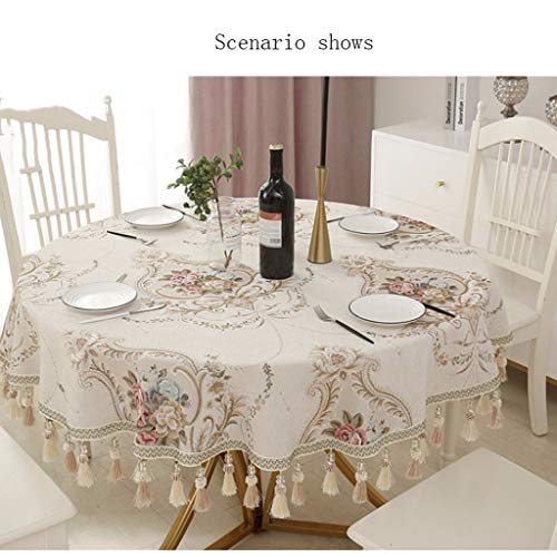 Nappe de table de cuisine ronde en chenille de luxe taille XL