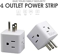 Vista 4 de Extensor de toma de corriente múltiple de 3 clavijas, enchufe de pared de 4 vías, toma de corriente alterna, divisor de enchufe a tierra a Estados