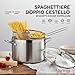 Barazzoni 421049524 Spaghetti-und Pastatopf mit Zwei Siebeinsätzen, Inhalt 7,25 l, Edelstahl 18/10, Grau, 24.5x34x17.7 cm