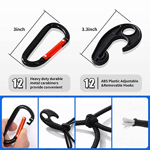 Tkkeuep 4' X 6' Cargo Net For Pickup Truck Bed,Trailer,Boat,Car,Suv Stretches To 8' X 12',Roof Rack Cargo Net,Truck Cargo Net Latex Bungee Nets With 24 Universal Hooks, Car Organizer Net For Cargo #TOP3