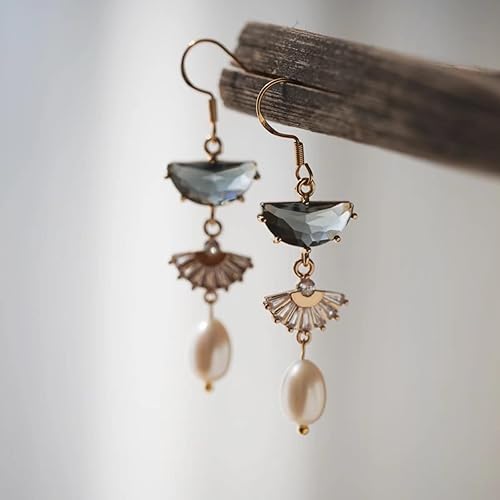 Miniatura 5 de Art Deco Earrings Emerald Green Drop Chandelier Jewelry for Women, 1920s Vintage Bridal & Wedding Statement Sterling Silver Earrings