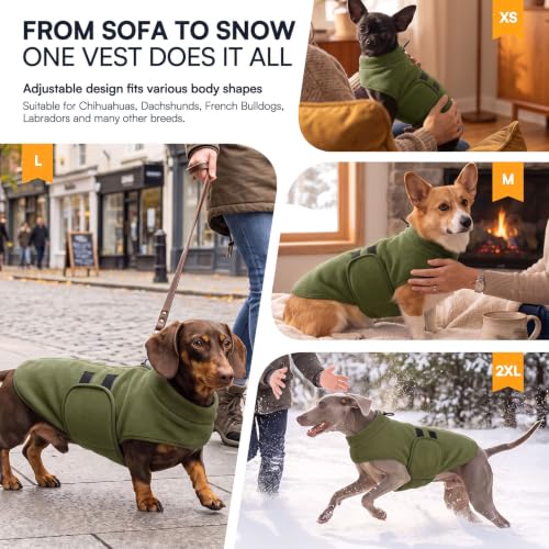 Image of Queenmore Dog Sweaters for Medium Dogs, Fleece Dog Sweater with Leash Hole