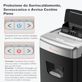 Bonsaii Distruggidocumenti da 120 fogli con alimentazione automatica, taglio a particelle P-4, estremamente silenzioso con 62 dB, contenitore da 23 litri e 4 ruote, trituratore a microtaglio