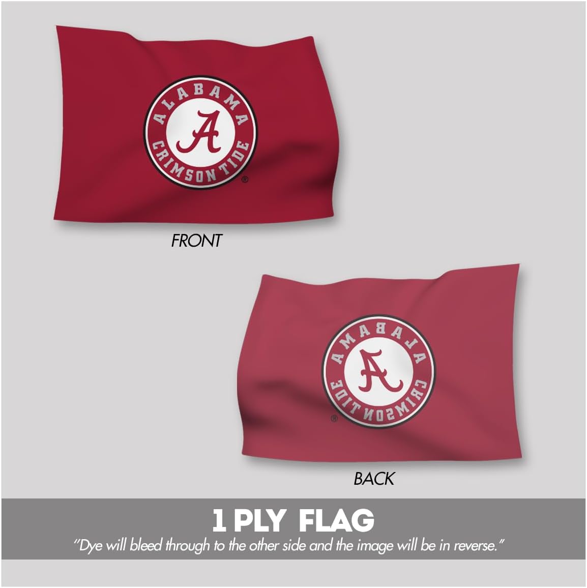 Alabama University Football Crimson Tide Circle A Logo Flags - 2x3 Ft Printed 200D Nylon with Brass Grommets - Officially NCAA Licensed Red Bama Roll Tide College UA Flags