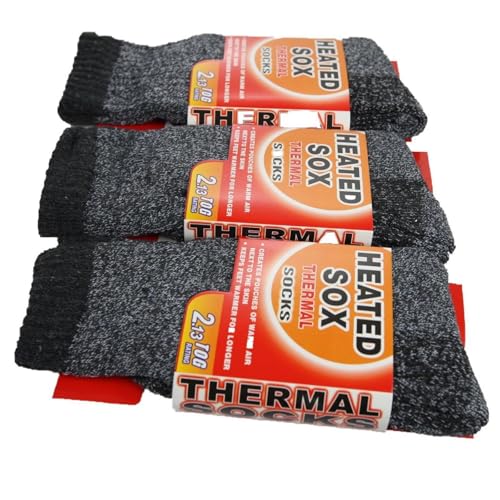 Mens 3 Pairs 10-13 Thermal Socks Winter Warm Heated Thick Heated Socks (Charcoal)