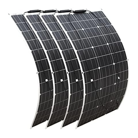 400 W 12 V Solar Kit 4 Pieces 100 W Flexible Solar Panel Monocrystalline Modules for Off Grid Yatch RV Home Cabin Caravan 12 V Battery Charger (4) Cover