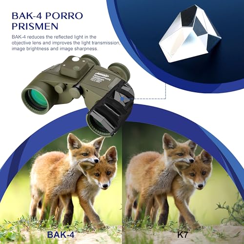Binoculares marinos impermeables 10x50 AOMEKIE con brújula miniatura 5