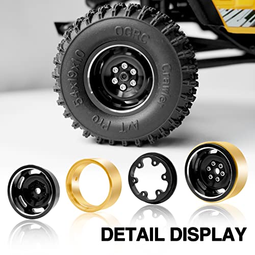 Ogrc 1.0 Rc Wheels Beadlock Wheels With Brass Wheel Rings Negative Offset 3Mm Wheel Rims For 1/18 Trx4M 1/24 Scx24 C10 Jlu Deadbolt Gladiator Bronco Crawler Car #TOP2