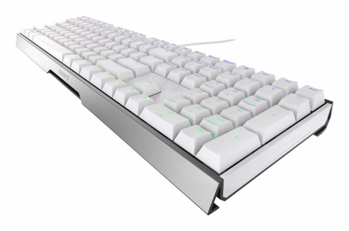 CHERRY MX BOARD 3.0 S, Tastiera Gaming Meccanica Con Filo, Layout per l'Unione Europea (QWERTY), Corpo in Alluminio, Illuminazione RGB, Interruttori MX BLUE, Bianco